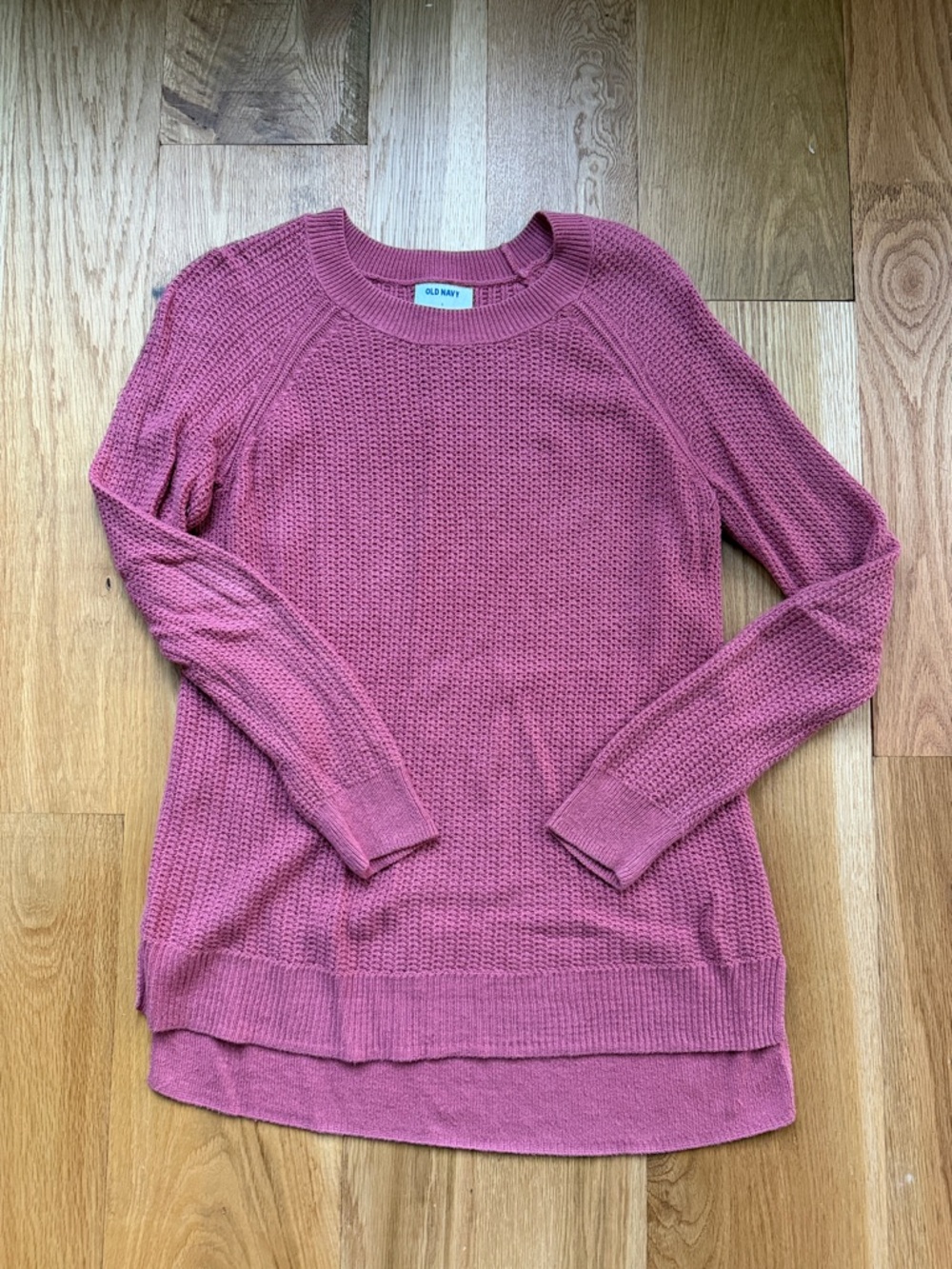 Old Navy Rose Pink Waffle-Knit Crewneck Sweater